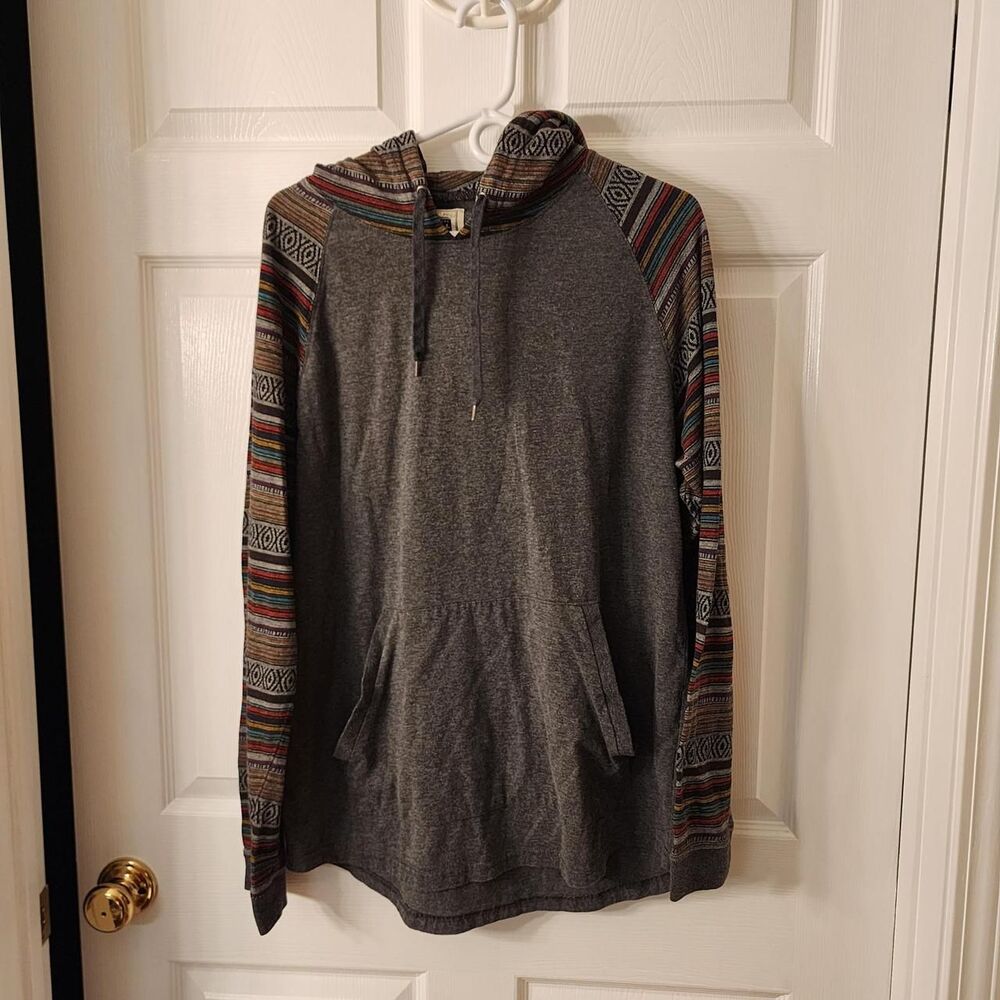 Gray and muticolor boho hoodie size XL Beautiful Giant Garments